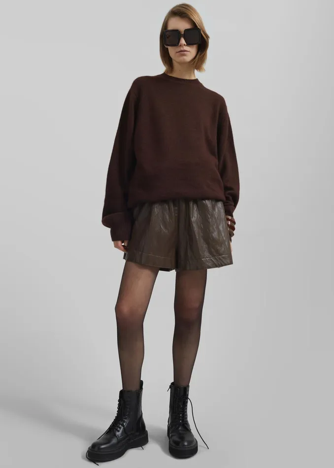 The Frankie Shop Bottoms Axelle Faux Leather Shorts 8211 Brown 8211 Women
