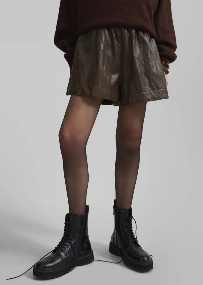 The Frankie Shop Bottoms Axelle Faux Leather Shorts 8211 Brown 8211 Women