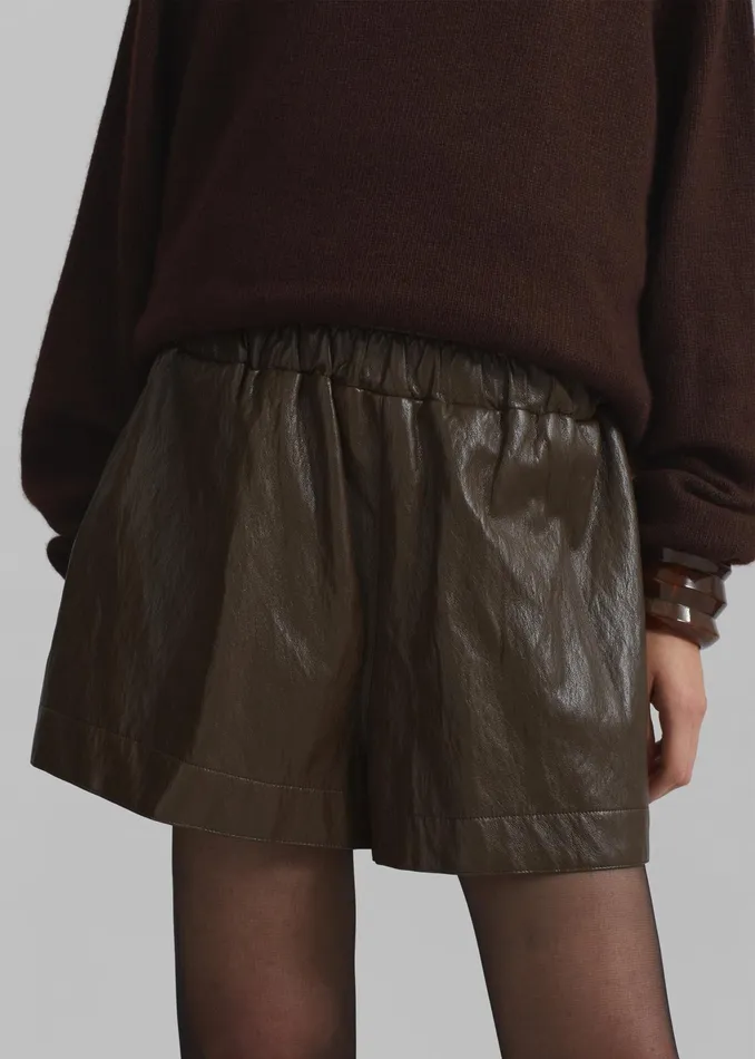 The Frankie Shop Bottoms Axelle Faux Leather Shorts 8211 Brown 8211 Women