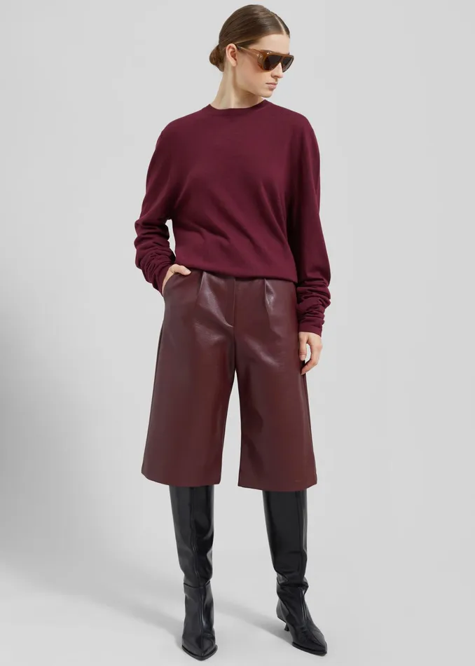 The Frankie Shop Bottoms Coralie Faux Leather Bermuda Shorts 8211 Burgundy 8211 Women