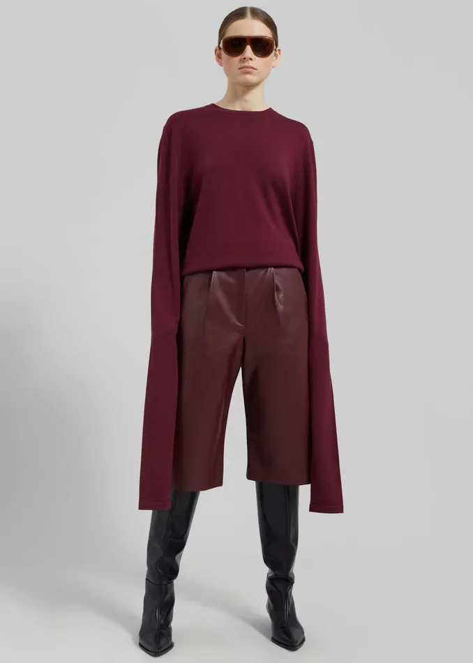 The Frankie Shop Bottoms Coralie Faux Leather Bermuda Shorts 8211 Burgundy 8211 Women