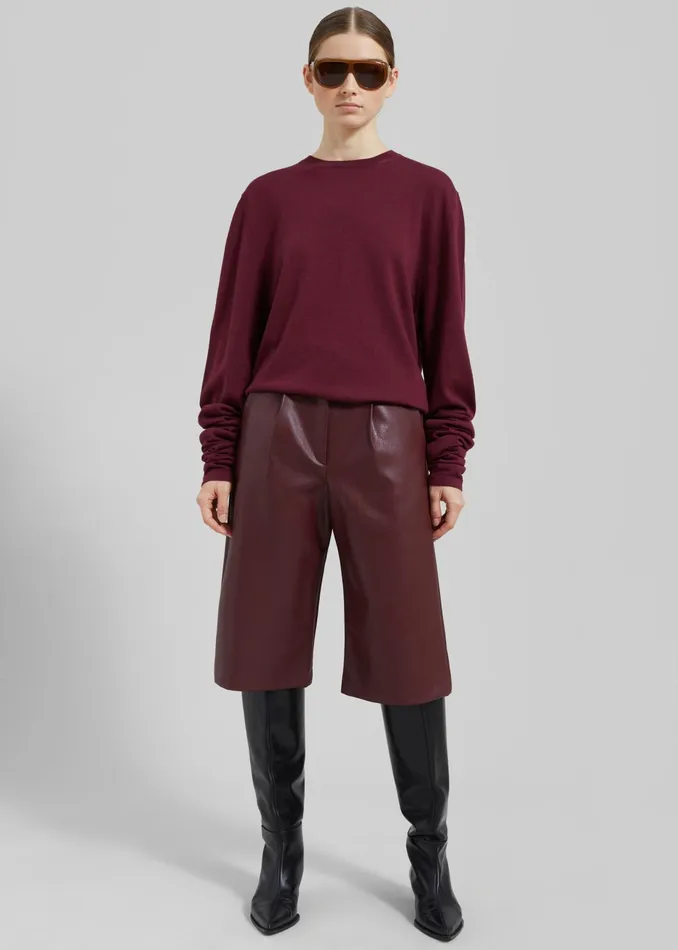The Frankie Shop Bottoms Coralie Faux Leather Bermuda Shorts 8211 Burgundy 8211 Women