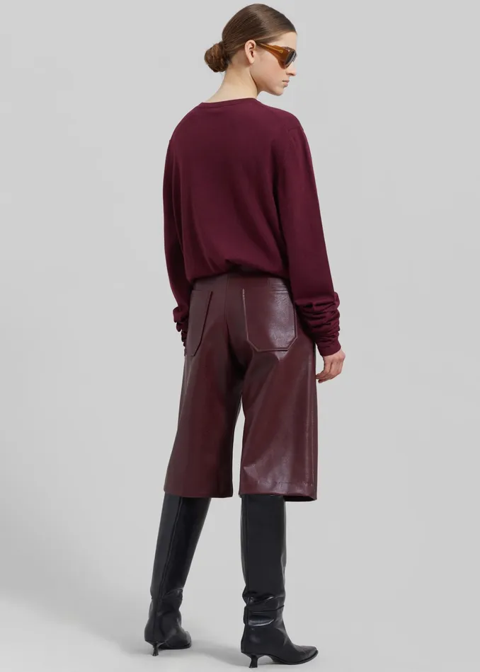 The Frankie Shop Bottoms Coralie Faux Leather Bermuda Shorts 8211 Burgundy 8211 Women