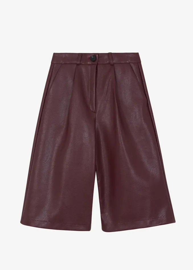 The Frankie Shop Bottoms Coralie Faux Leather Bermuda Shorts 8211 Burgundy 8211 Women