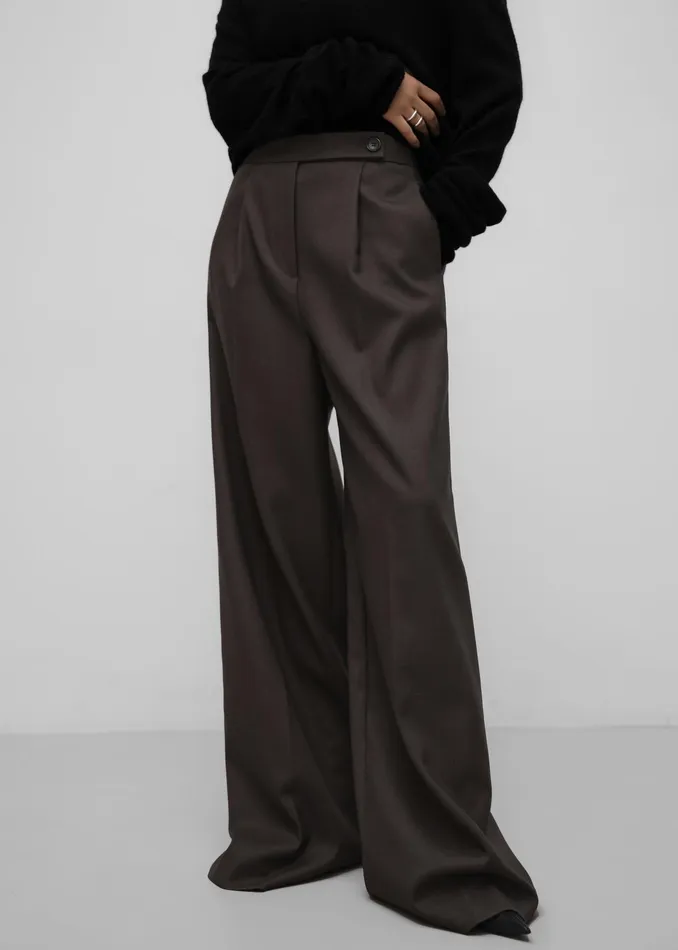The Frankie Shop Bottoms Kamila Wide Leg Trousers 8211 Brown 8211 Women