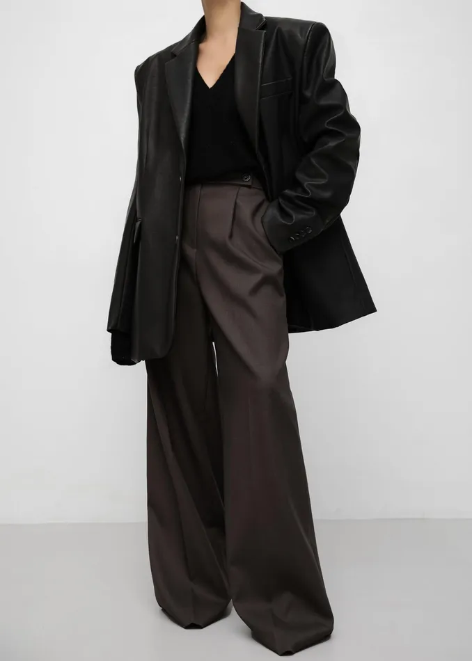 The Frankie Shop Bottoms Kamila Wide Leg Trousers 8211 Brown 8211 Women
