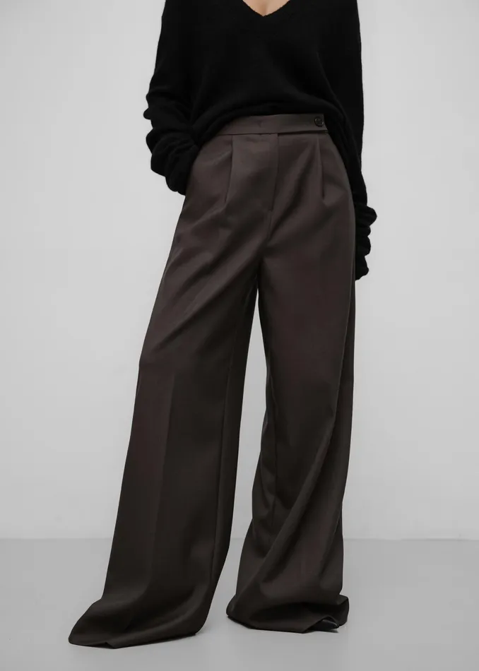 The Frankie Shop Bottoms Kamila Wide Leg Trousers 8211 Brown 8211 Women