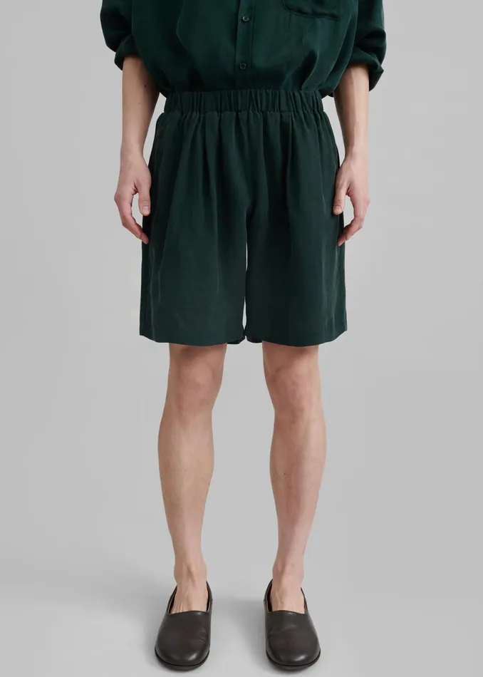 The Frankie Shop Bottoms Leland Silky Boxer Shorts 8211 Forest Green 8211 Men