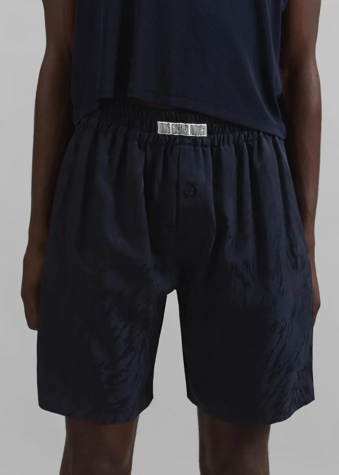 The Frankie Shop Bottoms Louis Gabriel Nouchi Large Pyjama Shorts 8211 Night Blue Fur 8211 Men