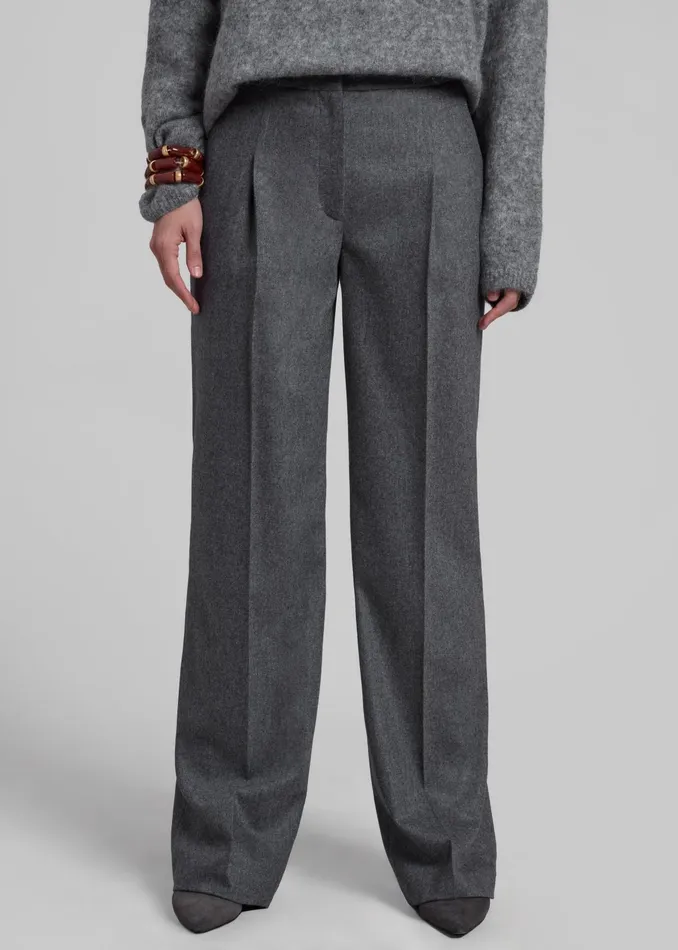 The Frankie Shop Bottoms Loulou Studio Juno Flannel Trousers 8211 Grey 8211 Women The Frankie Shop Bottoms Loulou Studio Juno Flannel Trousers 8211 Grey 8211 Women