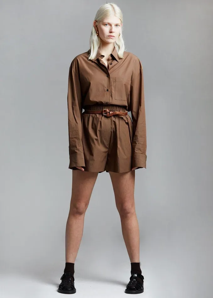 The Frankie Shop Bottoms Lui Organic Cotton Boxer Short 8211 Chocolate 8211 Women