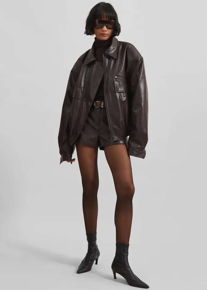 The Frankie Shop Bottoms Naica Faux Leather Hot Pants 8211 Brown 8211 Women