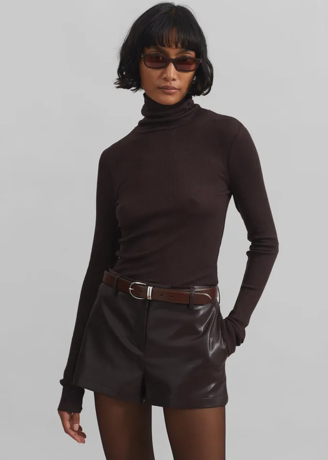 The Frankie Shop Bottoms Naica Faux Leather Hot Pants 8211 Brown 8211 Women