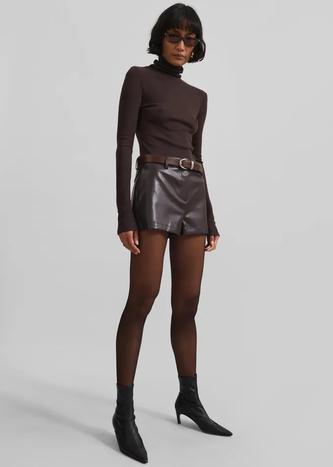 The Frankie Shop Bottoms Naica Faux Leather Hot Pants 8211 Brown 8211 Women