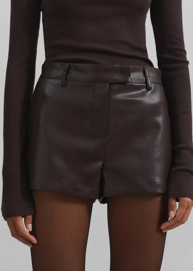 The Frankie Shop Bottoms Naica Faux Leather Hot Pants 8211 Brown 8211 Women
