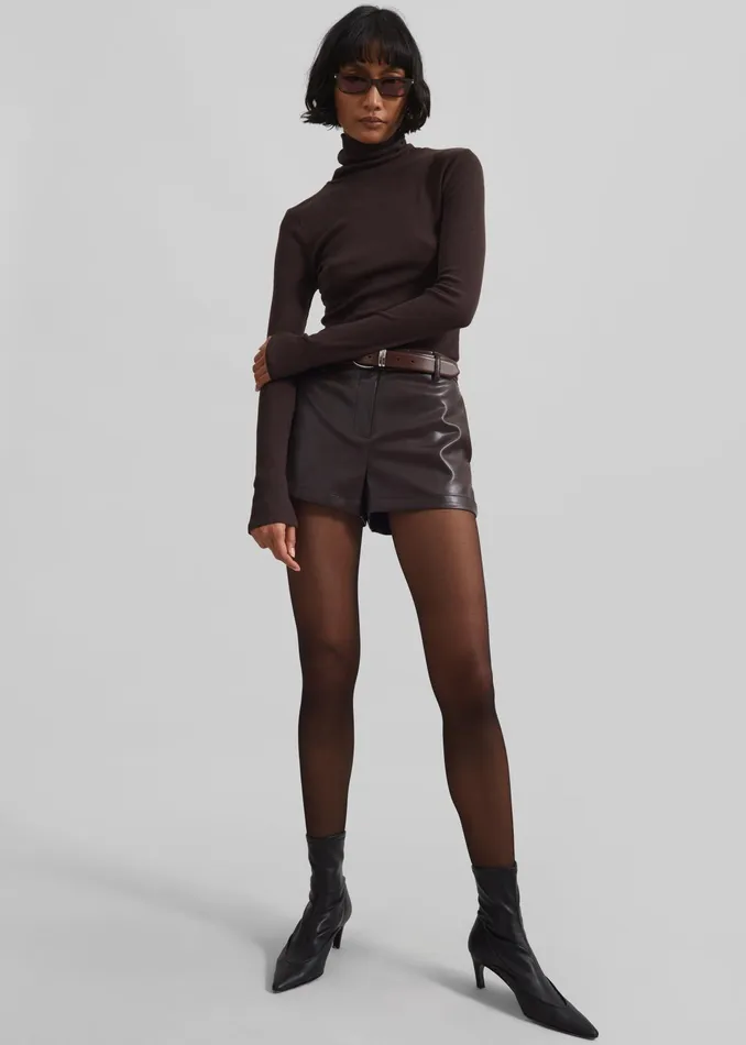 The Frankie Shop Bottoms Naica Faux Leather Hot Pants 8211 Brown 8211 Women