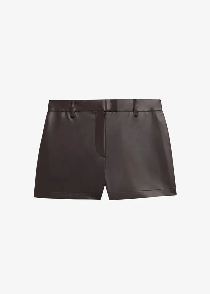 The Frankie Shop Bottoms Naica Faux Leather Hot Pants 8211 Brown 8211 Women