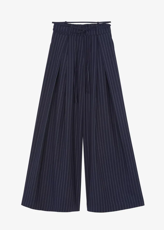 The Frankie Shop Bottoms Noor Wide Pants 8211 Navy Pinstripe 8211 Women