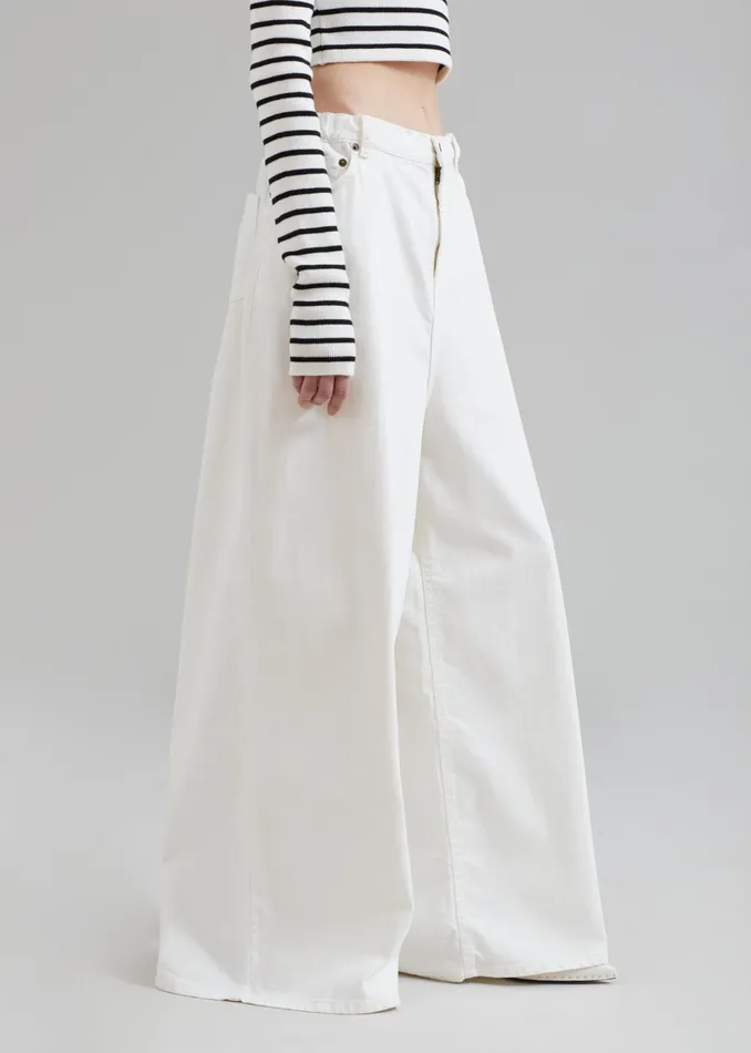 The Frankie Shop Bottoms Sasha Wide Leg Jeans 8211 Off White 8211 Women