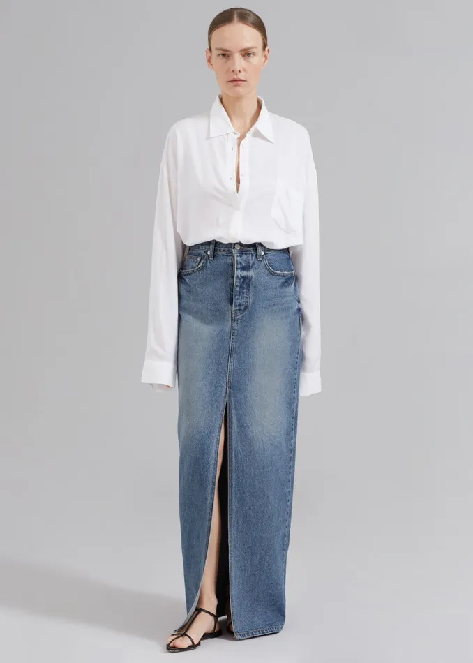 The Frankie Shop Bottoms Texas Denim Pencil Skirt 8211 Medium Wash 8211 Women The Frankie Shop Bottoms Texas Denim Pencil Skirt 8211 Medium Wash 8211 Women