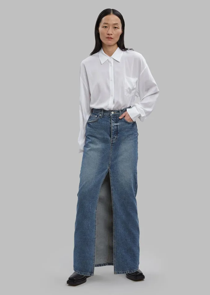 The Frankie Shop Bottoms Texas Denim Pencil Skirt 8211 Medium Wash 8211 Women