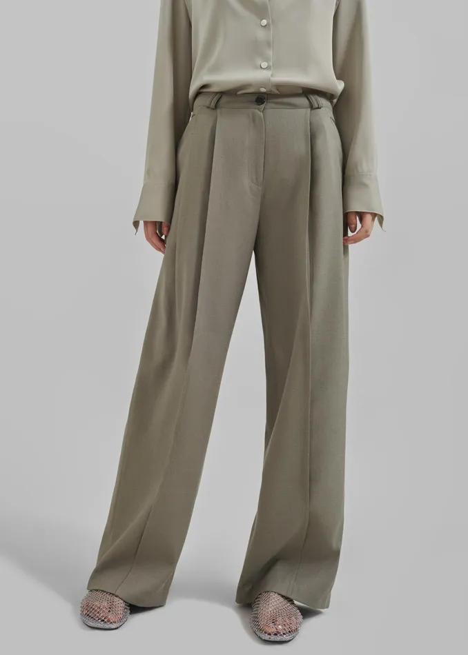 The Frankie Shop Bottoms Xia Side Belt Trousers 8211 Khaki 8211 Women