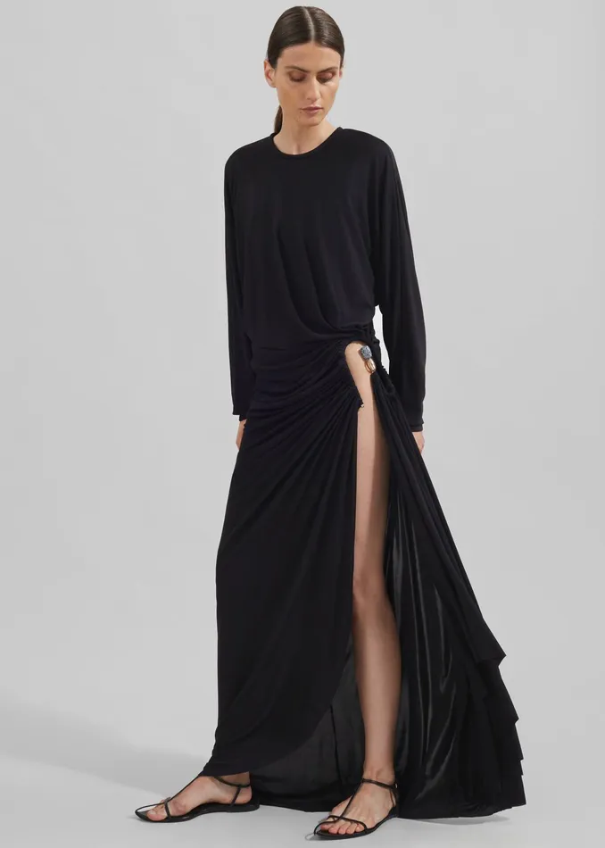 The Frankie Shop Dresses Christopher Esber Helix Crystal Stone Long Sleeve Dress 8211 Black 8211 Women