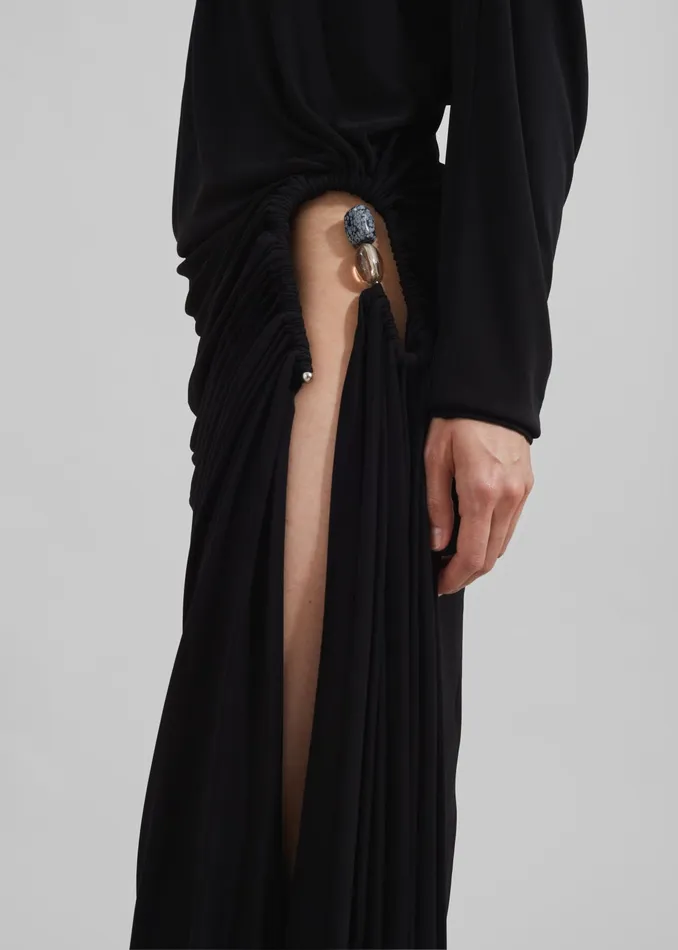 The Frankie Shop Dresses Christopher Esber Helix Crystal Stone Long Sleeve Dress 8211 Black 8211 Women