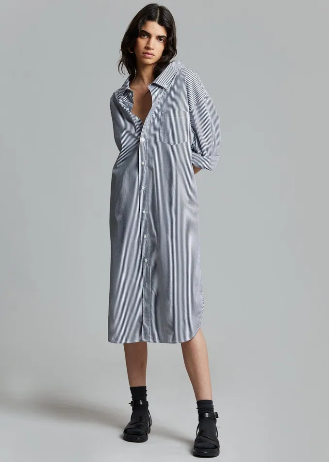 The Frankie Shop Dresses Talia Shirt Dress 8211 BlackWhite Stripe 8211 Women