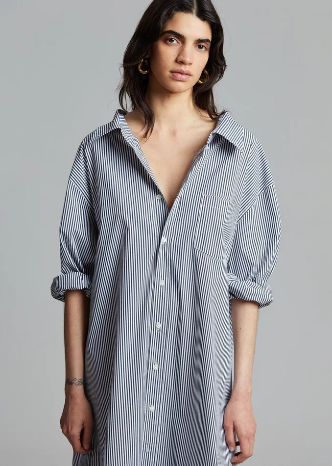 The Frankie Shop Dresses Talia Shirt Dress 8211 BlackWhite Stripe 8211 Women