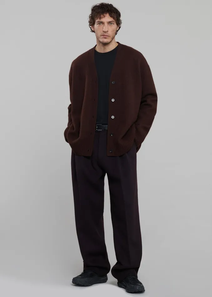 The Frankie Shop Knitwear Beck Wool Cardigan 8211 Chocolate Plum 8211 Men