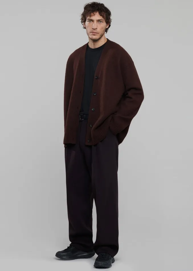 The Frankie Shop Knitwear Beck Wool Cardigan 8211 Chocolate Plum 8211 Men