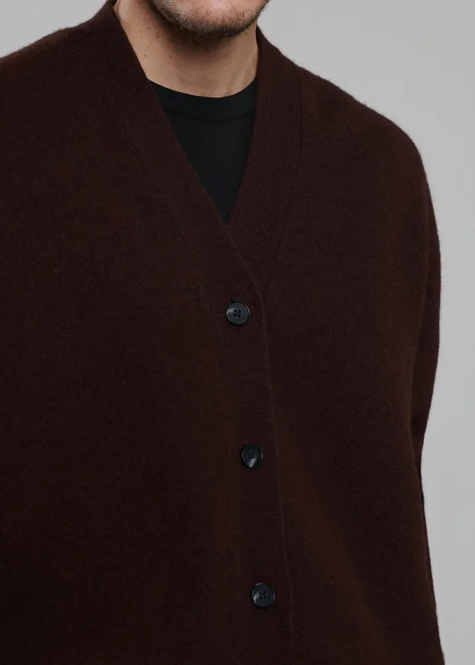 The Frankie Shop Knitwear Beck Wool Cardigan 8211 Chocolate Plum 8211 Men