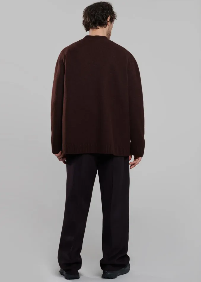 The Frankie Shop Knitwear Beck Wool Cardigan 8211 Chocolate Plum 8211 Men