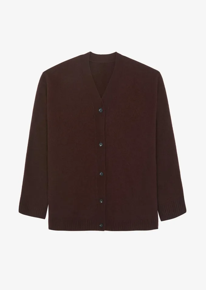 The Frankie Shop Knitwear Beck Wool Cardigan 8211 Chocolate Plum 8211 Men