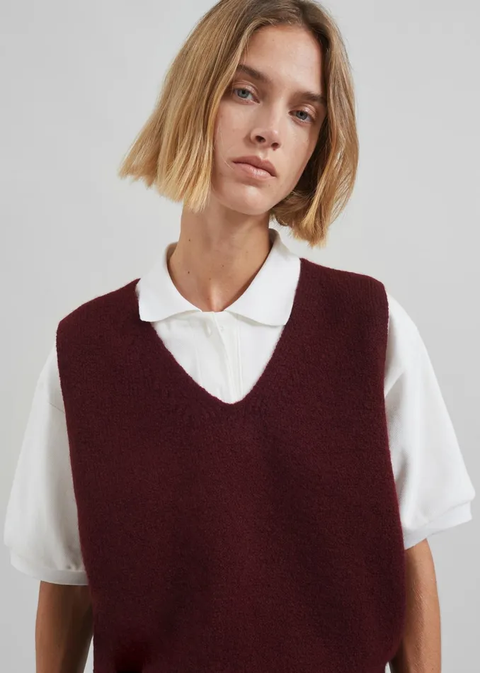 The Frankie Shop Knitwear Pavia Knit Vest 8211 Burgundy 8211 Women
