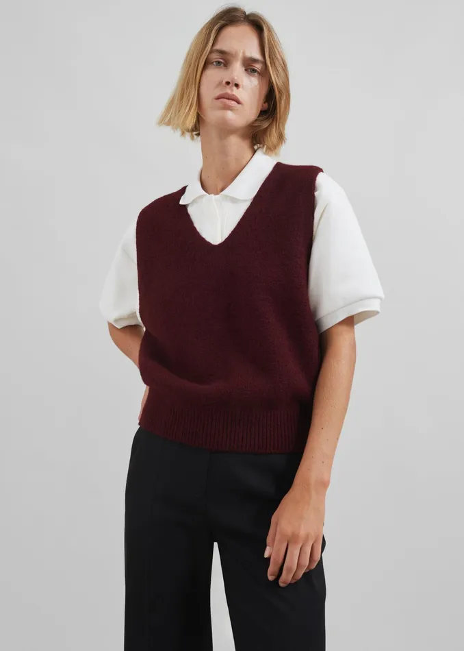 The Frankie Shop Knitwear Pavia Knit Vest 8211 Burgundy 8211 Women