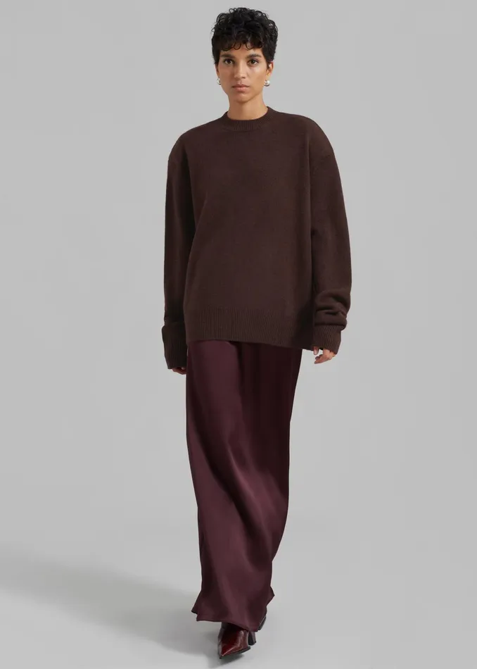 The Frankie Shop Knitwear Rafaela Padded Knit Sweater 8211 Brown 8211 Women