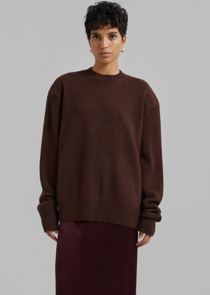 The Frankie Shop Knitwear Rafaela Padded Knit Sweater 8211 Brown 8211 Women