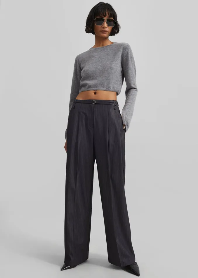 The Frankie Shop Knitwear Veer Zip Cropped Sweater 8211 Grey 8211 Women
