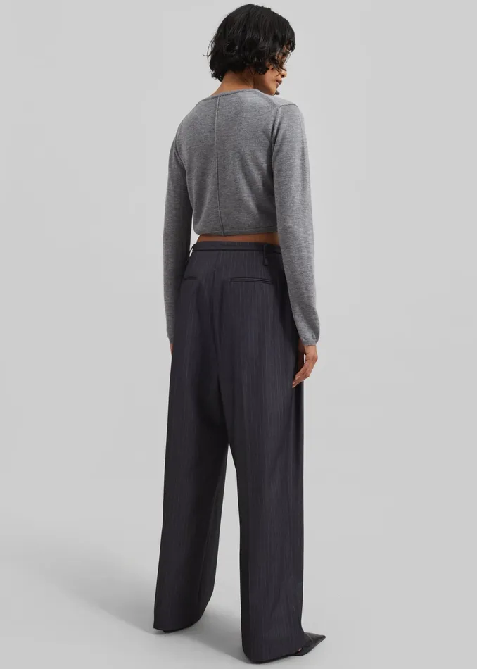 The Frankie Shop Knitwear Veer Zip Cropped Sweater 8211 Grey 8211 Women