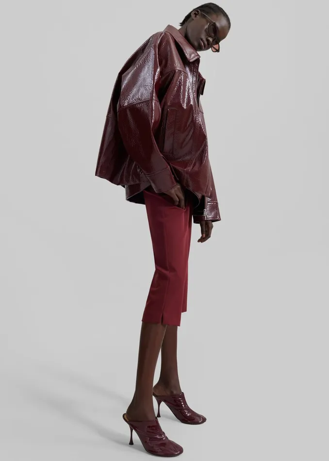 The Frankie Shop Outerwear Arbor Crackled Faux Leather Jacket 8211 Burgundy 8211 Women
