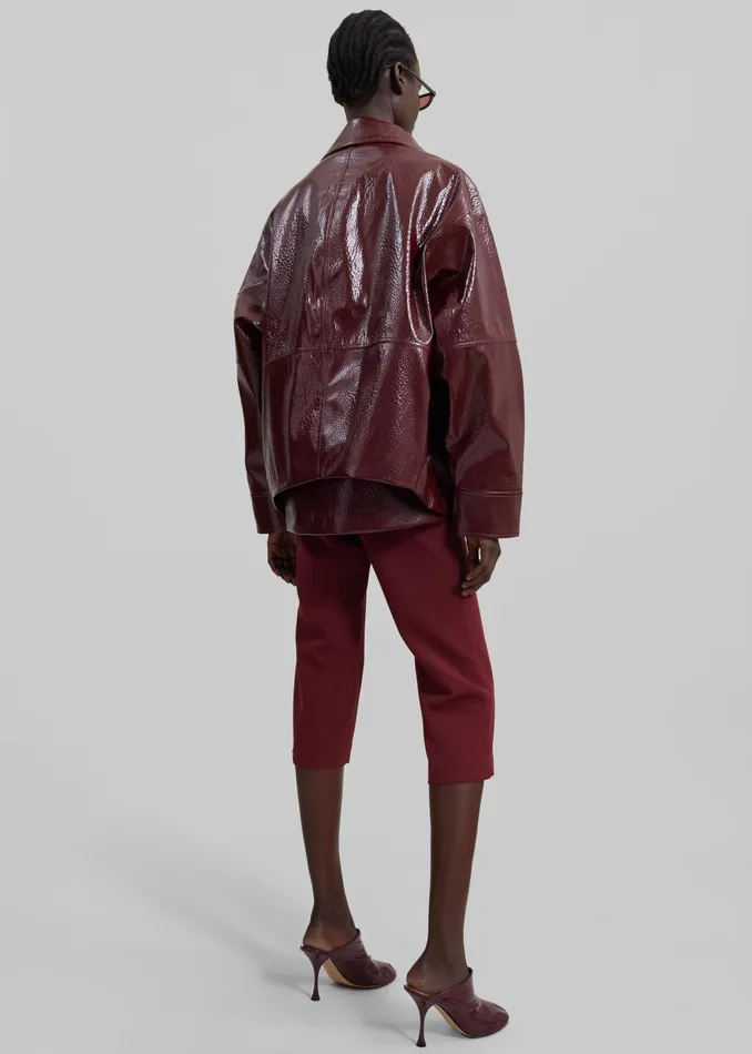 The Frankie Shop Outerwear Arbor Crackled Faux Leather Jacket 8211 Burgundy 8211 Women