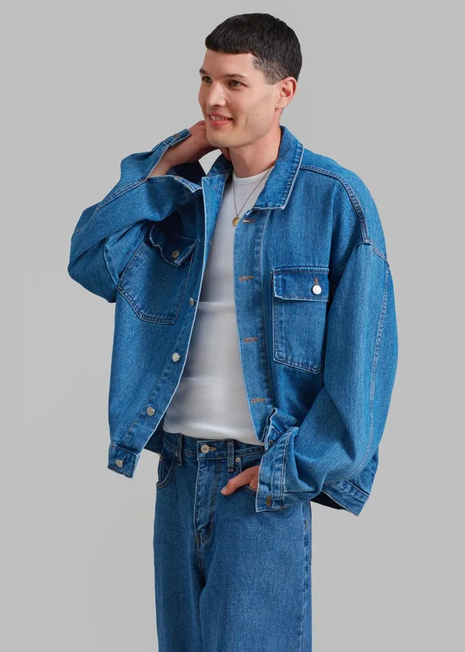 The Frankie Shop Outerwear Connor Oversized Denim Jacket 8211 Medium Wash 8211 Men The Frankie Shop Outerwear Connor Oversized Denim Jacket 8211 Medium Wash 8211 Men