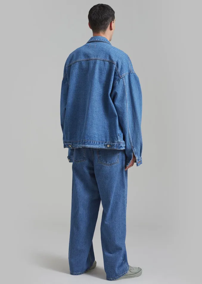 The Frankie Shop Outerwear Connor Oversized Denim Jacket 8211 Medium Wash 8211 Men