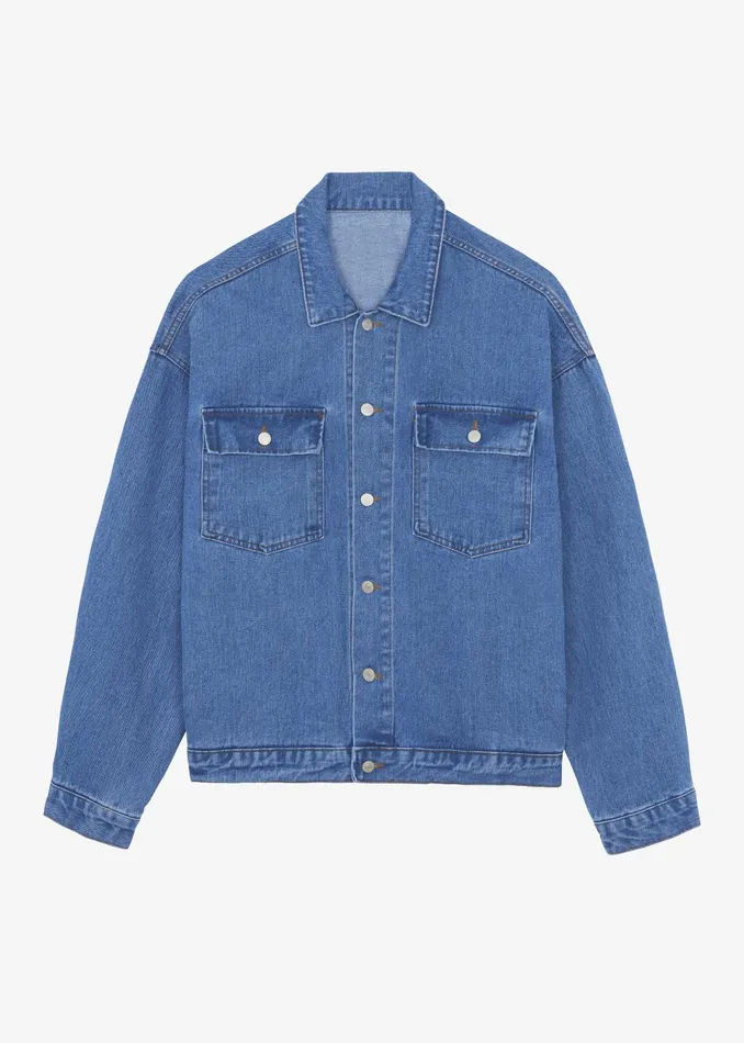 The Frankie Shop Outerwear Connor Oversized Denim Jacket 8211 Medium Wash 8211 Men