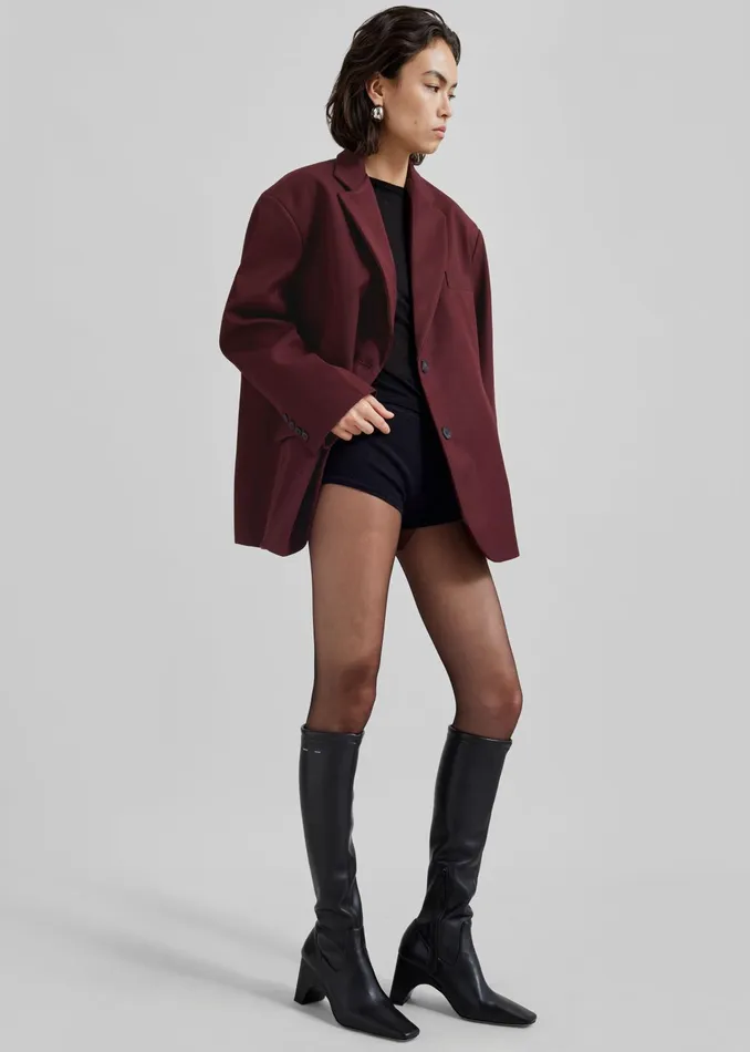 The Frankie Shop Outerwear Frankie Oversized Boyfriend Blazer 8211 Burgundy 8211 Women