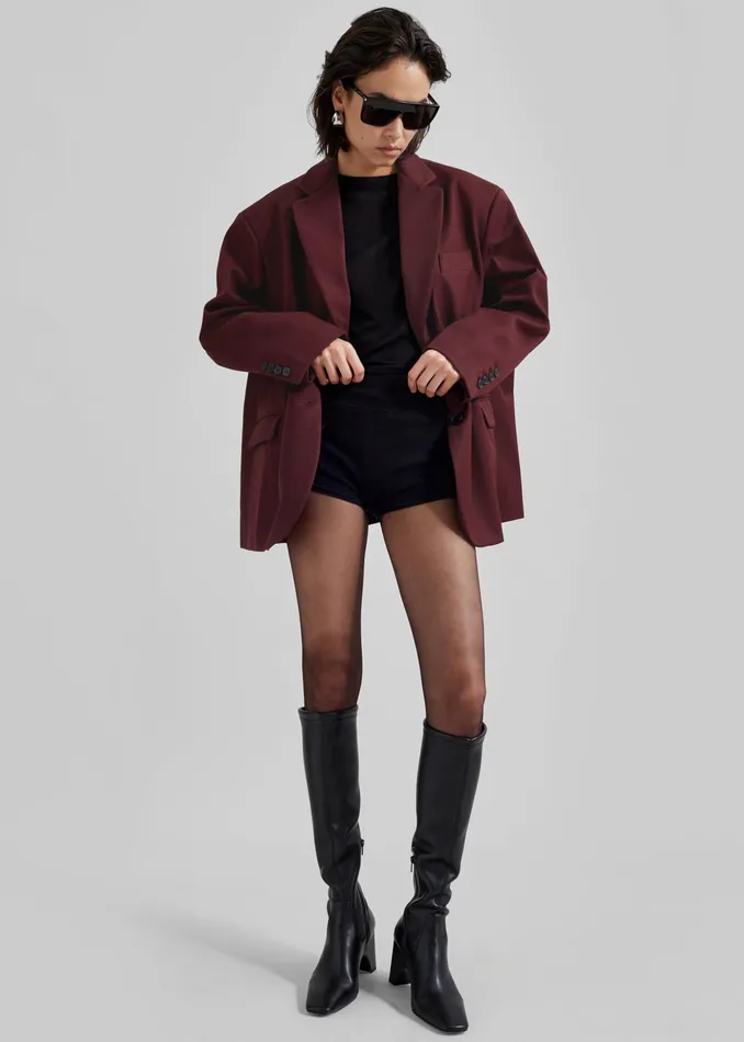 The Frankie Shop Outerwear Frankie Oversized Boyfriend Blazer 8211 Burgundy 8211 Women