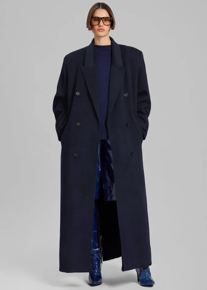 The Frankie Shop Outerwear Gaia Double Breasted Coat 8211 Navy 8211 Women