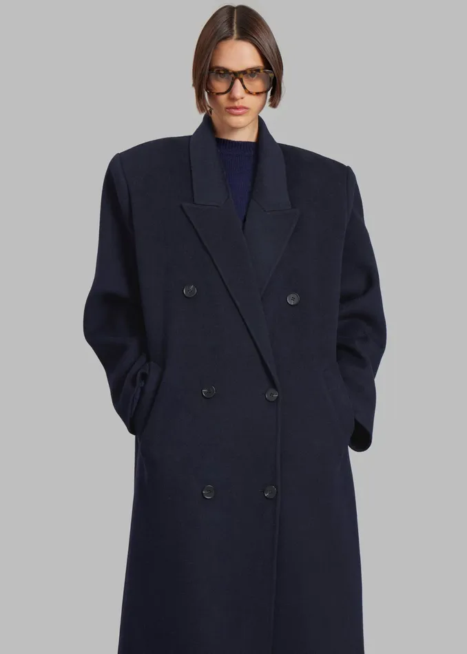 The Frankie Shop Outerwear Gaia Double Breasted Coat 8211 Navy 8211 Women